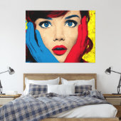 Überraschende Frau in Pop Art Leinwanddruck (Insitu (Schlafzimmer))