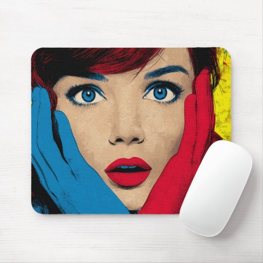 Überraschende Frau in Pop Art Mousepad (Mit Mouse)