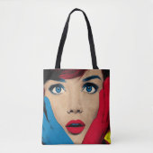 Überraschende Frau in Pop Art Tasche (Vorderseite)
