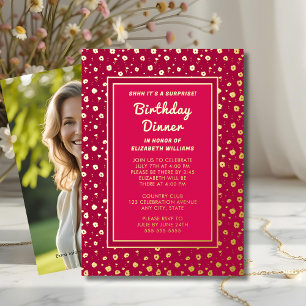 Überraschende Geburtstags-Dinnerparty Floral Elega Folieneinladung
