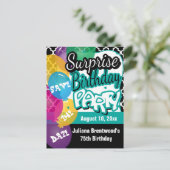 Überraschende Geburtstagsparty Aquamarin | Save Th Ankündigungspostkarte (Stehend Vorderseite)