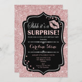 Überraschende Geburtstagsparty - Black Rose Gold Einladung (Vorne/Hinten)