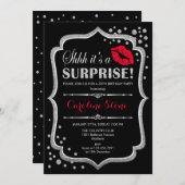 Überraschende Geburtstagsparty - Schwarzes Rotes S Einladung (Vorne/Hinten)