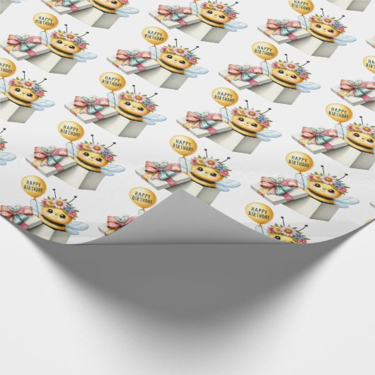 Überraschende Geschenkboxen mit Biene mit Ballon G Geschenkpapier (Ecke)