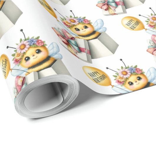 Überraschende Geschenkboxen mit Biene mit Ballon G Geschenkpapier (Rolleneckpunkt)