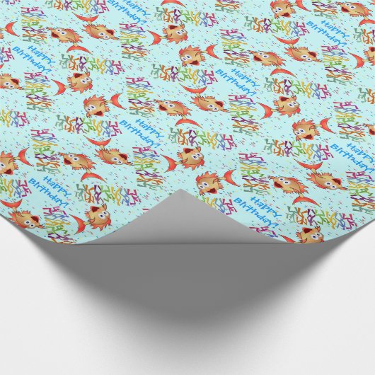 Überraschende Goldfish und Tänzer - Happy Birthday Geschenkpapier (Ecke)