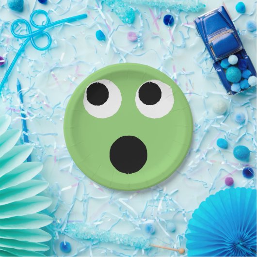 Überraschende grüne Emoticon Emoji-Papierplatte Pappteller (Party)