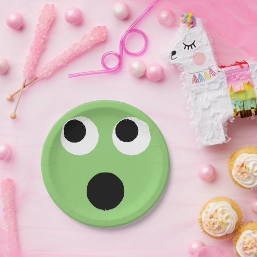 Überraschende grüne Emoticon Emoji-Papierplatte Pappteller (Party)