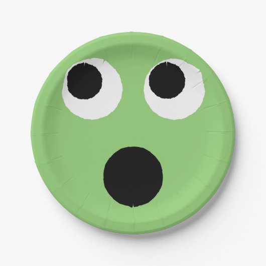 Überraschende grüne Emoticon Emoji-Papierplatte Pappteller (Vorderseite)