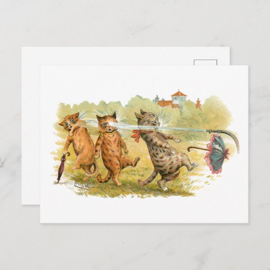 Überraschende Katzen Louis Wain Postkarte (Vorne/Hinten)