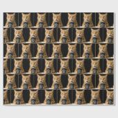 Überraschende Orangenkatze mit einem lustigen Blac Geschenkpapier (Flach)