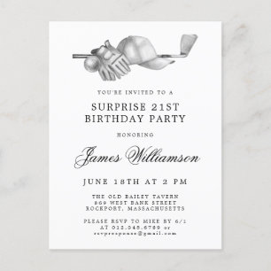 ÜBERRASCHENDE Party 21. Geburtstag Golf Thema Einladungspostkarte