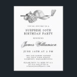 ÜBERRASCHENDE Party 30. Geburtstag Golf Thema Einladungspostkarte<br><div class="desc">Eleganter Schwarz-Weiß Geburtstag Einladung für einen Golfer. Die Spitze der Einladung ist mit Golf-Accessoires dekoriert - ein Golfclub, Golf-Ball, Hut und Handschuhe. Das Aquarelldesign schafft eine traditionelle und klassische Ästhetik. Ideal für einen Geburtstagsbash im Club oder eine GRILLEN im Hinterhof. Der gesamte Text ist leicht zu bearbeiten. Erstellen Sie die...</div>