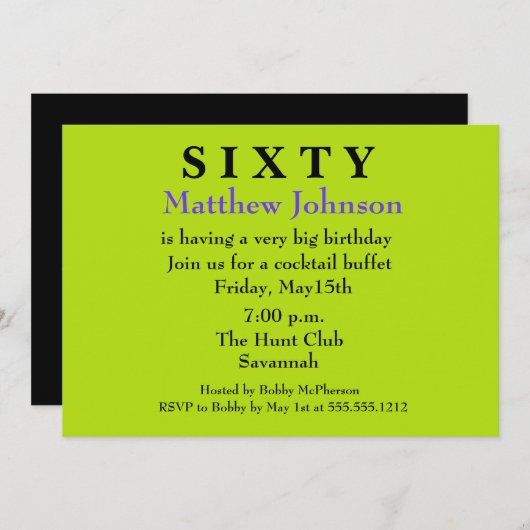 Überraschende Party Einladung (Vorne/Hinten)