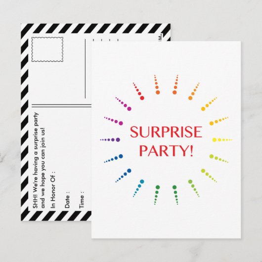 überraschende Party Einladung (Vorne/Hinten)