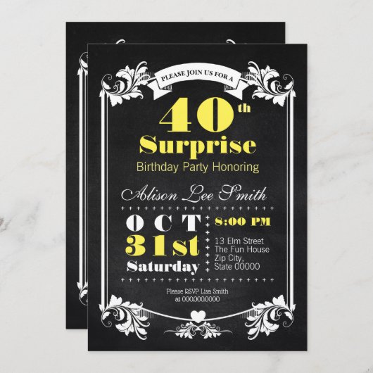 Überraschende Party Einladung (Vorne/Hinten)