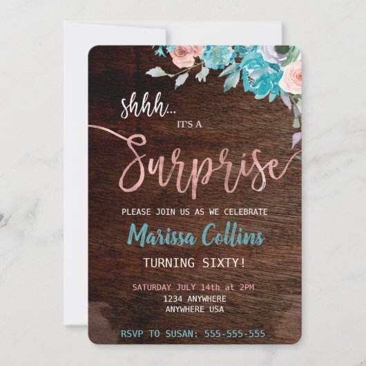 Überraschende Party Einladung, Blumenstrauß-Lichte Einladung (Vorderseite)