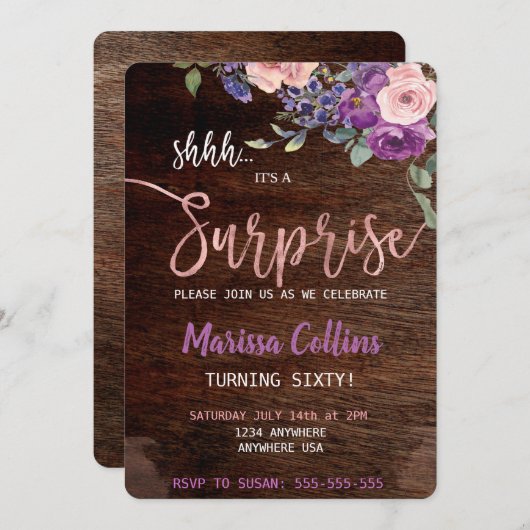 Überraschende Party Einladung, Blumenstrauß-Lichte Einladung (Vorne/Hinten)