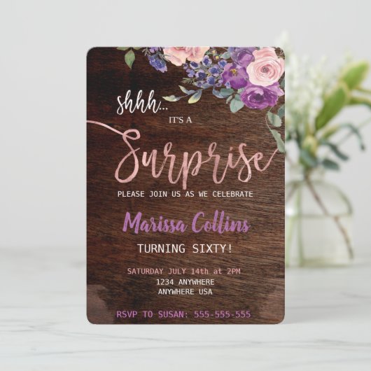 Überraschende Party Einladung, Blumenstrauß-Lichte Einladung (Stehend Vorderseite)