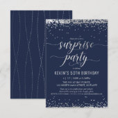 Überraschende Party Einladung - Elegantes Silver E (Vorne/Hinten)