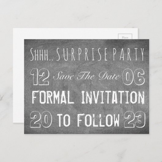 Überraschende Party Einladung Save the Date Chalkb (Vorne/Hinten)