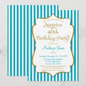 Überraschende Party Einladung Türkis Aqua (Vorne/Hinten)