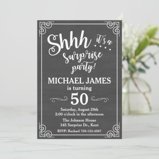 Überraschende Party Einladung, Überraschung Geburt Einladung (Stehend Vorderseite)