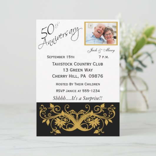 Überraschende Party Einladungen zum 50. Jubiläum (Stehend Vorderseite)