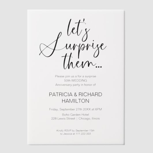 Überraschende Party Einladungen zum Hochzeitstag (Vorderseite)