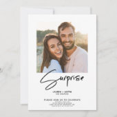 Überraschende Schwarz-Weiß-3-Foto-Engagement-Party Einladung (Vorderseite)