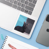 Überraschende Schwarze Katze Aufkleber (Laptop mit iPhone)