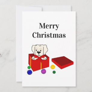 Überraschende Welpe in einer Red Geschenkboxen Chr Feiertagskarte