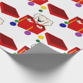 Überraschende Welpe in einer roten Geschenkboxen Geschenkpapier (Ecke)