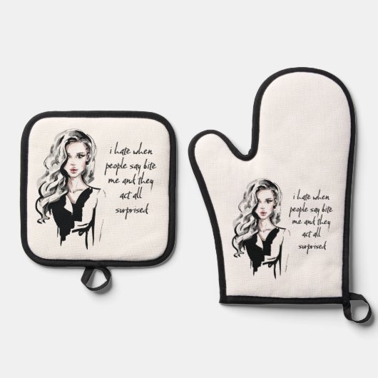 Überraschender Biss Ofenhandschuh & Topflappen-Set (Vorderseite)