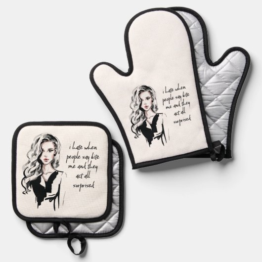 Überraschender Biss Ofenhandschuh & Topflappen-Set (Vorderseite/Rückseite)