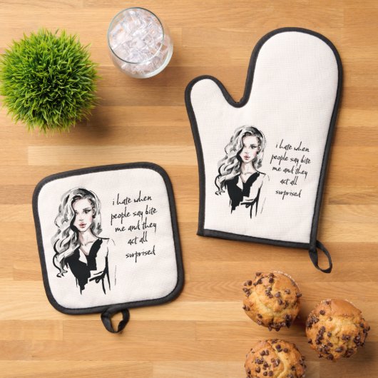 Überraschender Biss Ofenhandschuh & Topflappen-Set (Oben Unten)