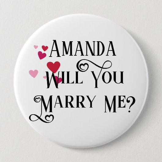 Überraschender Hochzeitsvorschlag Heiraten Sie mir Button (Vorderseite)