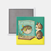 Überraschender Katz- und Puffer-Fisch-Magnet Magnet (Vorderseite/Rückseite)
