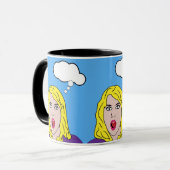 Überraschender Pop Art Retro Frau Tasse (Vorderseite Links)