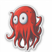 Überraschender Roter Tintenfisch Aufkleber (Vorderseite)
