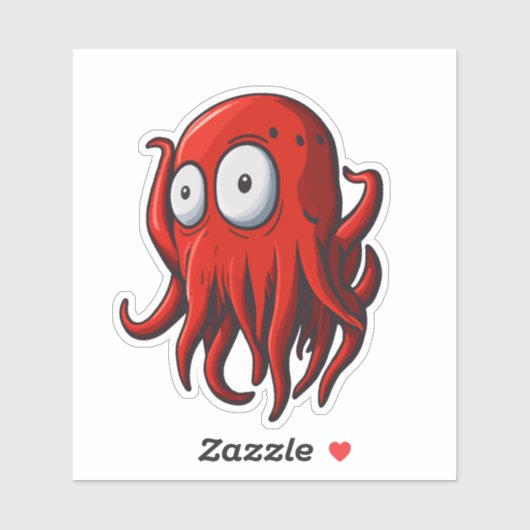 Überraschender Roter Tintenfisch Aufkleber (Blatt)