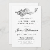 ÜBERRASCHENDES 19. Geburtstagsparty Golf Thema Einladung (Vorne/Hinten)