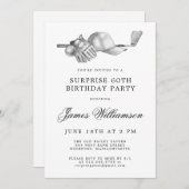 ÜBERRASCHENDES 60. Geburtstagsparty Golf Thema Einladung (Vorne/Hinten)