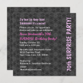 ÜBERRASCHENDES 70. Geburtstag Graurosa Retro-Muste Einladung (Vorne/Hinten)