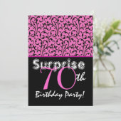 ÜBERRASCHENDES 70. Geburtstag Pink Swirl Leinenpap Einladung (Stehend Vorderseite)
