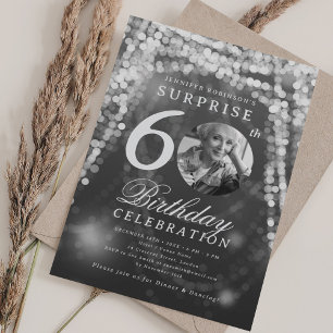 ÜBERRASCHENDES Foto 60. Geburtstag Silberglühleuch Einladung
