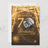ÜBERRASCHENDES Foto 70. Geburtstag Goldene Lampen Einladung (Vorderseite)