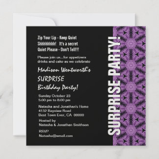 ÜBERRASCHENDES JAHR Geburtstag Modernes Schwarzes  Einladung