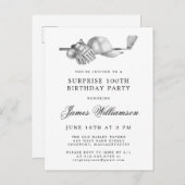 ÜBERRASCHENDES Party 100. Geburtstag Einladungspostkarte (Vorne/Hinten)