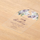 ÜBERRASCHENDES PARTY 100. Geburtstag Lila Blumenbo Acryleinladungen (Ablage )